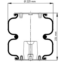 83.88.777.91160 - 2 Katlı Körük Komple D225mm 1/4Npt -3/8-16 Unc