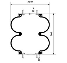 83.88.777.91233 - 2 Katlı Körük Komple D220mm M12-M10x4