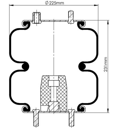 2 Katlı Körük Komple D225mm 1/4-18Npt -3/6-16 Unf - 83.88.777.91234