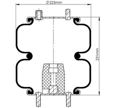 83.88.777.91234 - 2 Katlı Körük Komple D225mm 1/4-18Npt -3/6-16 Unf