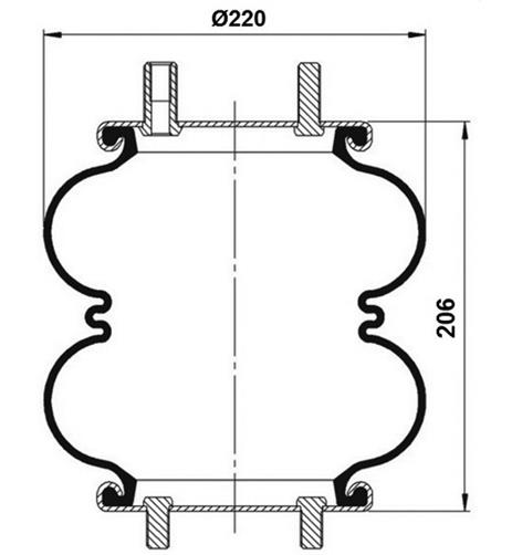 2 Katlı Körük Komple D220mm 1/4-18Npt -3/4-16 Unf - 83.88.777.91157