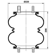 83.88.777.91157 - 2 Katlı Körük Komple D220mm 1/4-18Npt -3/4-16 Unf