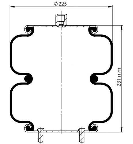 2 Katlı Körük Komple D225mm M24/M16 - 83.88.777.91235