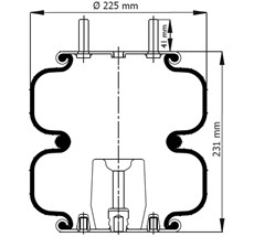 13.88.777.91075 - 2 Katlı Körük Komple D225mm 1/4-18Npt -1/2-13 Unc