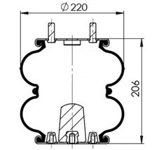 83.88.777.91236 - 2 Katlı Körük Komple D220mm G3/4-14Npt-G1/2