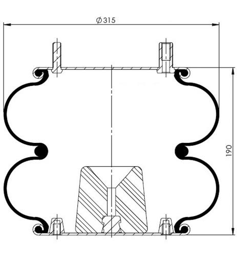 Double Convoluted Air Spring Complete D315mm M20/12-M12 - 42.88.777.91097