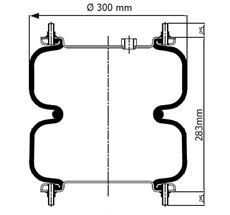 85.88.777.91105 - 2 Katlı Körük Komple D300mm M16 - M10x8