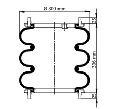 83.88.777.91171 - 3 Katlı Körük Komple D300mm M16 M10x8