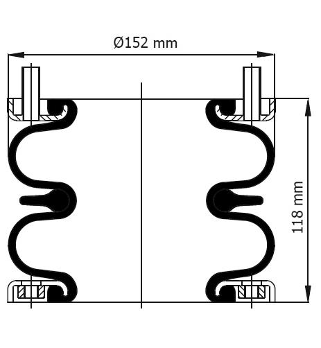 2 Katlı Körük Komple D150mm 6"x2 - 83.88.777.91059