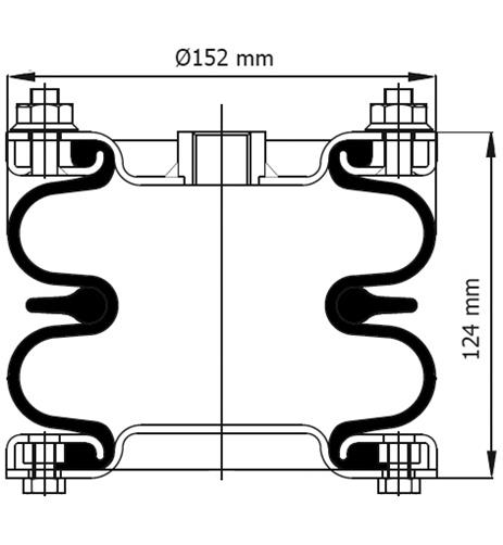 Double Convoluted Air Spring Complete D150mm DB06219 - 83.88.777.91060