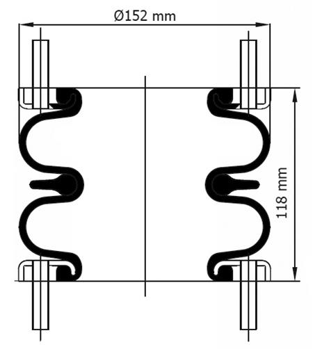 2 Katlı Körük Komple D150mm 6"x2 - 83.88.777.91061