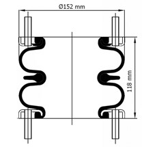 83.88.777.91061 - 2 Katlı Körük Komple D150mm 6"x2