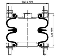 83.88.777.91062 - 2 Katlı Körük Komple D150mm 6"x2 SP 1482