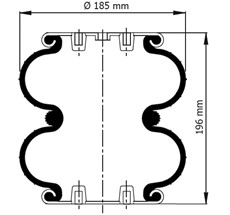 83.88.777.91068 - 2 Katlı Körük Komple D185mm 2B-180 113057