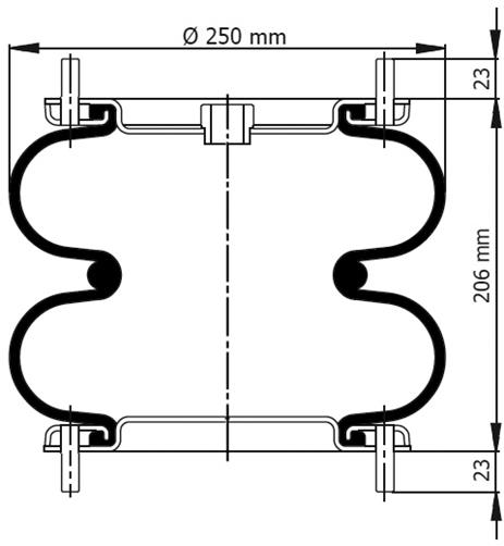 Double Convoluted Air Spring Complete D250mm SP1538 (10x2) - 92.88.777.91080