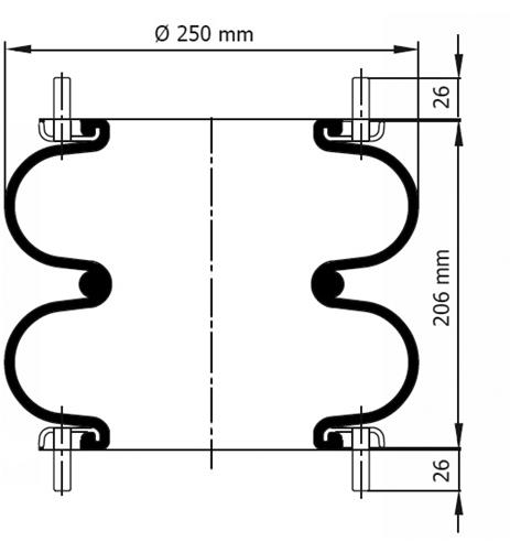 2 Katlı Körük Komple D250mm SP1003 (10x2) - 92.88.777.91081