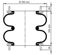 92.88.777.91081 - Double Convoluted Air Spring Complete D250mm SP1003 (10x2)