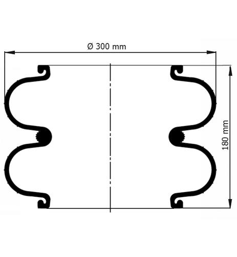 Double Convoluted Air Spring D300mm G2C300 - 92.88.777.91083