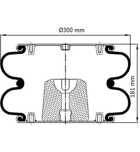 2 Katlı Körük Komple D300mm W013587400 - 13.88.777.91093