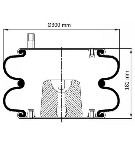 2 Katlı Körük Komple D300mm W013587403 - 42.88.777.91096