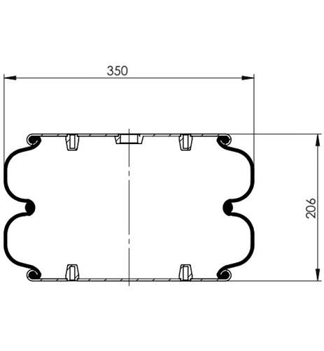 Double Convoluted Air Spring Complete D350mm SP2B34R - 92.88.777.91107