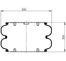 92.88.777.91107 - Double Convoluted Air Spring Complete D350mm SP2B34R