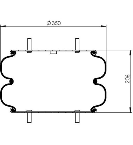 Double Convoluted Air Spring Complete D350mm W013587135 - 92.88.777.91108