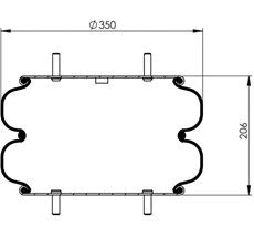 92.88.777.91108 - Double Convoluted Air Spring Complete D350mm W013587135