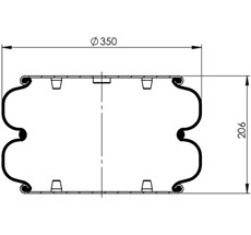 83.88.777.91109 - 2 Katlı Körük Komple D350mm 2B-355 113455