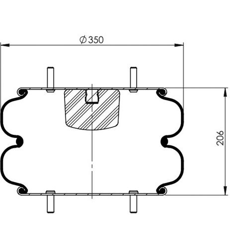 Double Convoluted Air Spring Complete D350mm W013587140 - 92.88.777.91112