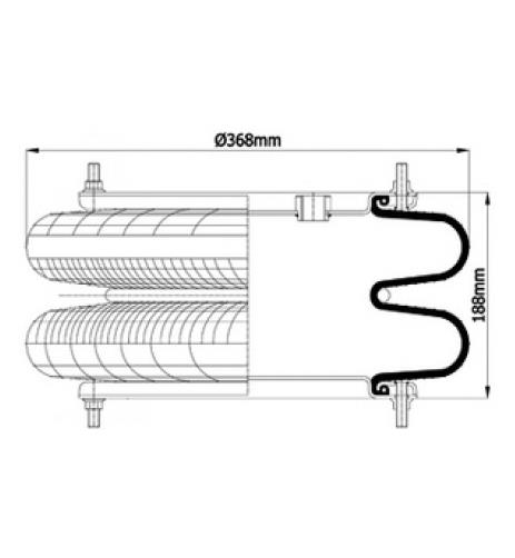 Double Convoluted Air Spring Complete D370mm 2B-370 113353 - 83.88.777.91117