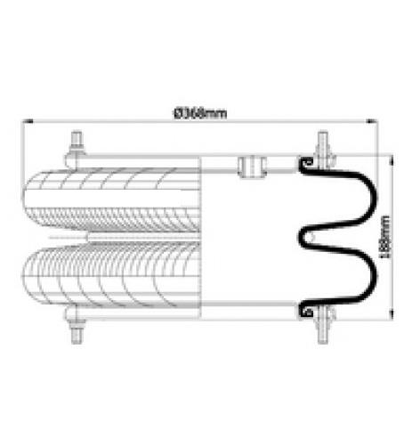 Double Convoluted Air Spring Complete D370mm 2B-370 113355 - 83.88.777.91119