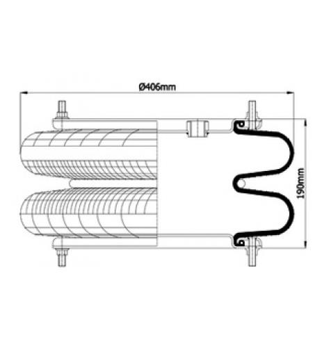 2 Katlı Körük Komple D400mm 16"x2 SP 2340 - 83.88.777.91130