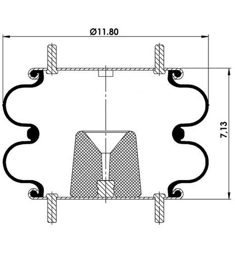 Double Convoluted Air Spring Complete D300mm W013587401 - 12.88.777.91146