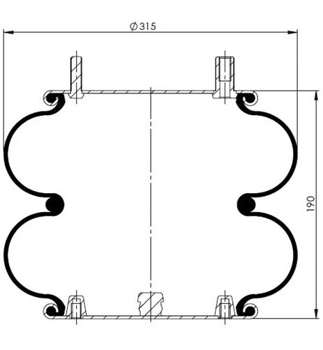 2 Katlı Körük Komple D315mm G2B22R - 83.88.777.91154