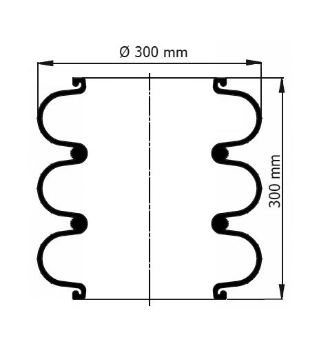 Convoluted Air Spring 3x D300mm  116001 - 92.88.777.91164