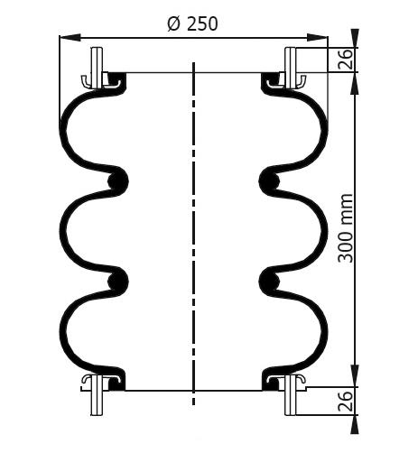 Convoluted Air Spring 3x Complete D250mm 115056 - 92.88.777.91175