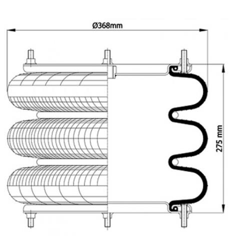 3 Katlı Körük Komple D370mm 115104 - 83.88.777.91192