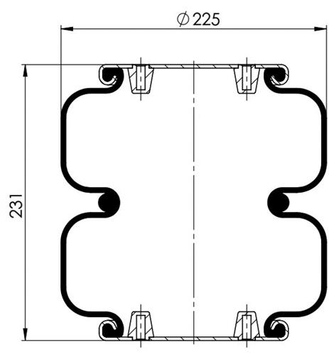 2 Katlı Körük Komple D225mm W013586951 - 83.88.777.91197