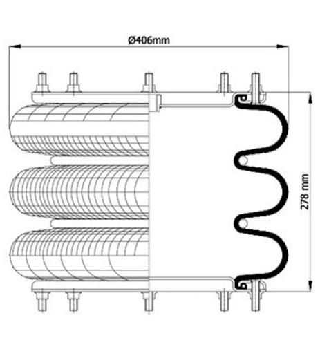 3 Katlı Körük Komple D406mm 115150 - 83.88.777.91206