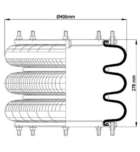 3 Katlı Körük Komple D406mm 115153 - 83.88.777.91209