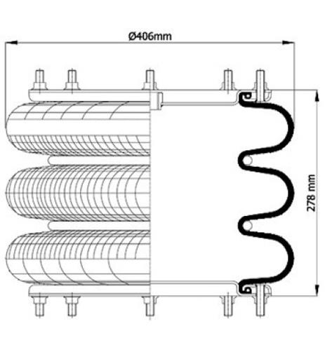 3 Katlı Körük Komple D406mm 115155 - 83.88.777.91211