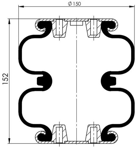 2 Katlı Körük Komple D150mm G2C155-03C - 83.88.777.91307