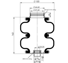 83.88.777.91309 - 2 Katlı Körük Komple D150mm G2C155-05C