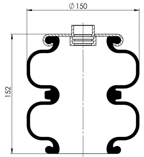 2 Katlı Körük Komple D150mm G2C155-07C - 83.88.777.91311