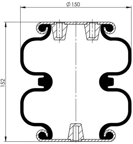 2 Katlı Körük Komple D150mm G2C155-08C - 83.88.777.91312