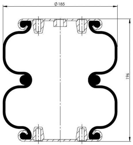 2 Katlı Körük Komple D185mm W013587325 - 83.88.777.91316