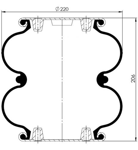 2 Katlı Körük Komple D185mm 1/4'' 18Npt M10x4 - 83.88.777.91317