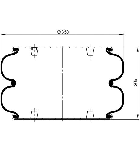 Double Convoluted Air Spring Complete D350mm W013587145 - 83.88.777.91323