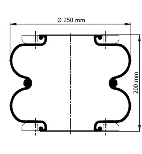 2 Katlı Körük Komple D250mm T245 BV 92141 - 39.88.777.91412